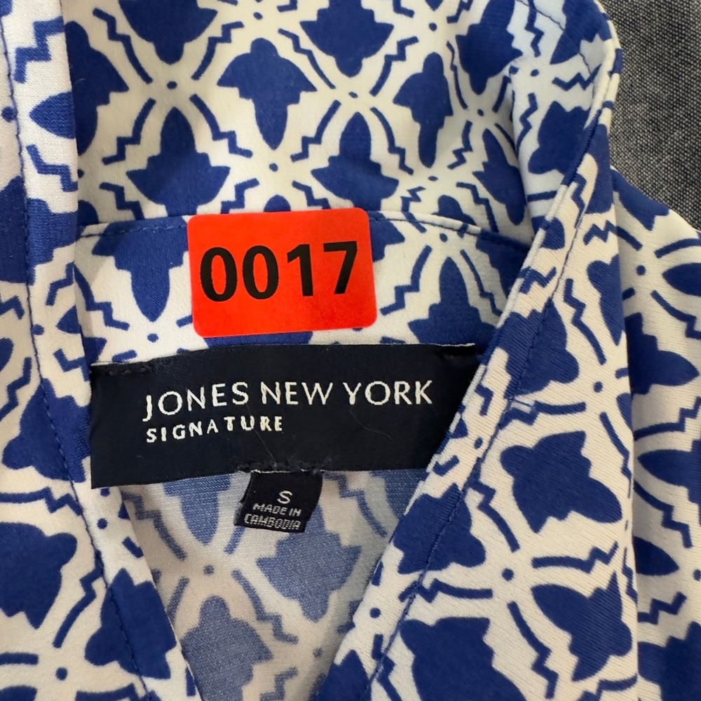 Jones New York Signature Dress Women's Small Geometric V-Neck Crossover Stretch - Picture 8 of 15